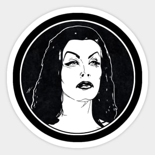 VAMPIRA - Plan 9 From Outer Space (Circle Black and White) Sticker